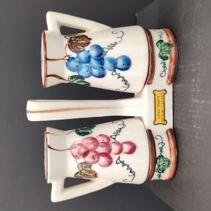 VGT,Japan Ceramic Around The Orchard Salt & Pepper Shaker Cruet Set.